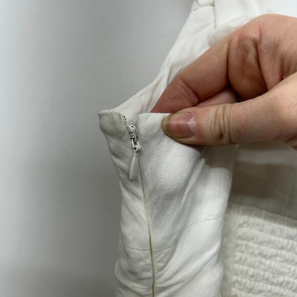 $191 Ever New Milkmaid Midi Dress 10 White Button Sleeveless Smocked Feminine - Picture 7 of 10